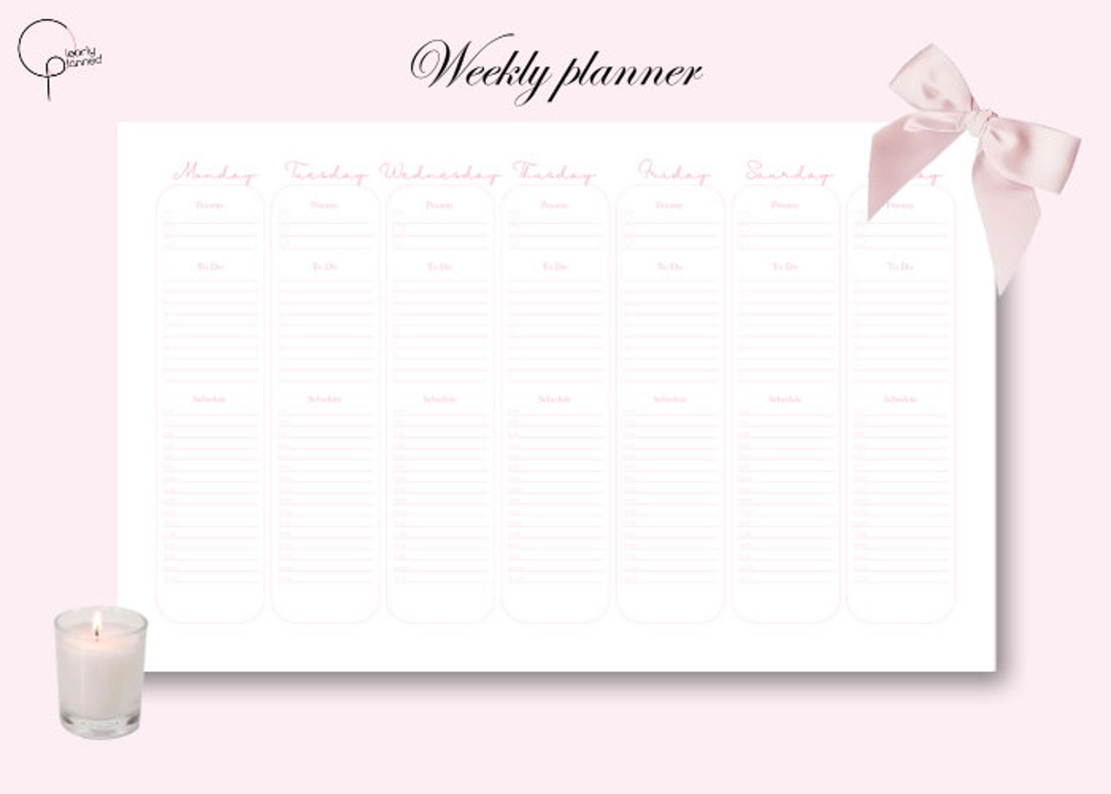 Coquette Weekly Planner 3 Pink - Etsy