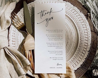 Personalisierte Dankeskarten | Hochzeitseinladungen | Benutzerdefiniertes Hochzeitsmenü | Tischdekorationen | Gedeck Party Zubehör