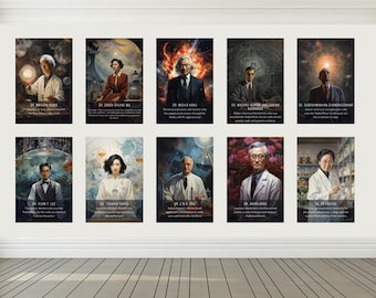 Printables - Asian Scientists (All 10) - Classroom Decor, Science Gallery Wall, Science Art, Wall Art, Classroom Art, Digital Poster
