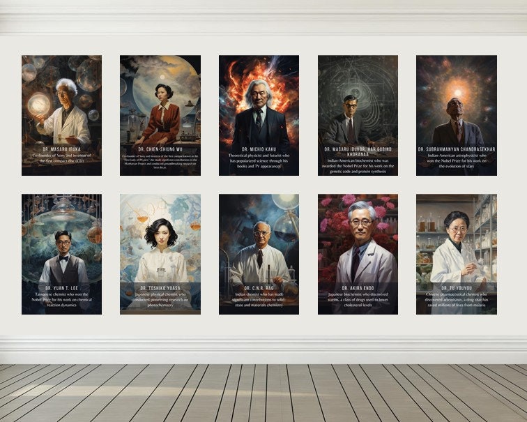 Printables - Asian Scientists (All 10) - Classroom Decor, Science Gallery Wall, Science Art, Wall Art, Classroom Art, Digital Poster