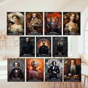 Printables - Famous Authors (11pcs) - Classroom Decor, Author Gallery Wall, Literature Art, English Classroom Posters