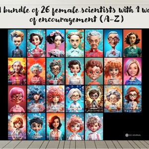 Printables - Cartoon Female Scientists (26 Pcs) 26 | Famous Scientists ...