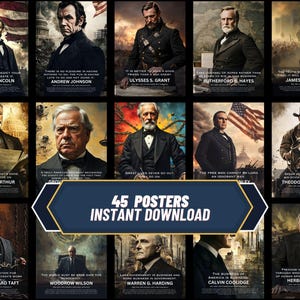 Presidential Collection - 45 US Presidents Poster, US History, Presidents Poster, Office Poster, Home Decor, Digital Download