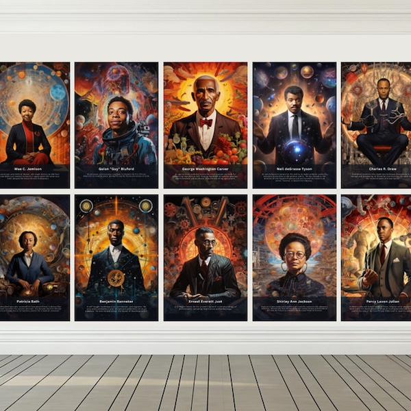 Printables - Famous Black Scientists (10s) - Classroom Decor, Science Gallery Wall, Science Art, Biology Art, Chemistry Art, Classroom Art