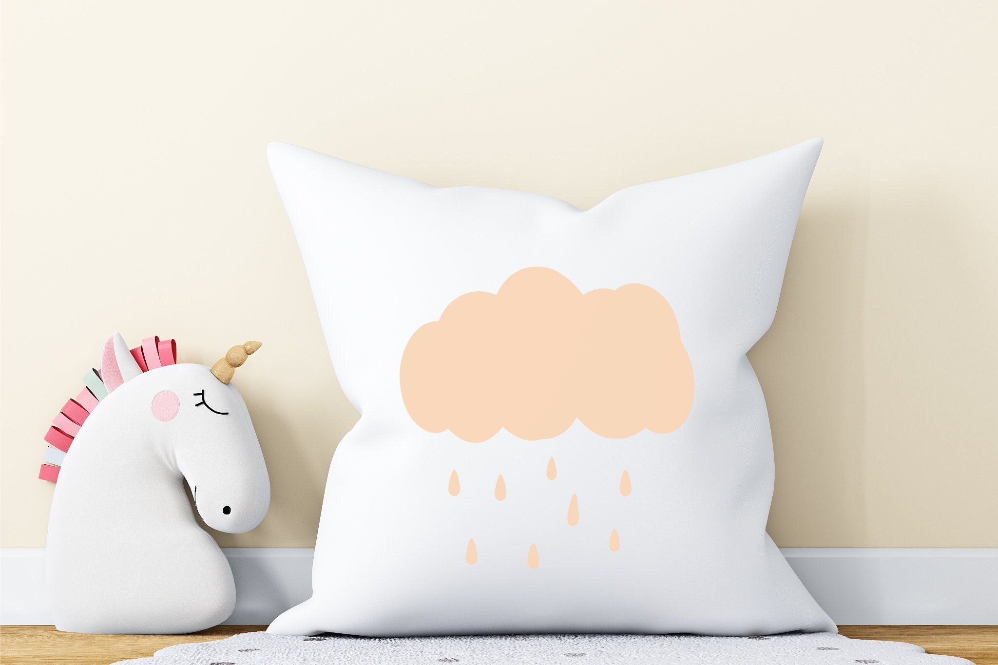 Cloud Pillow Reversible Plushie, Storm Cloud Throw Pillow, Cute