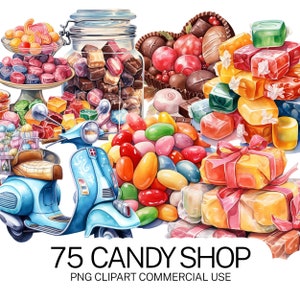 75 Candy Shop Bundle, Candies PNG Bundle, High-Quality Transparent PNG Valentine Candy Shop Theme Images Instant Download