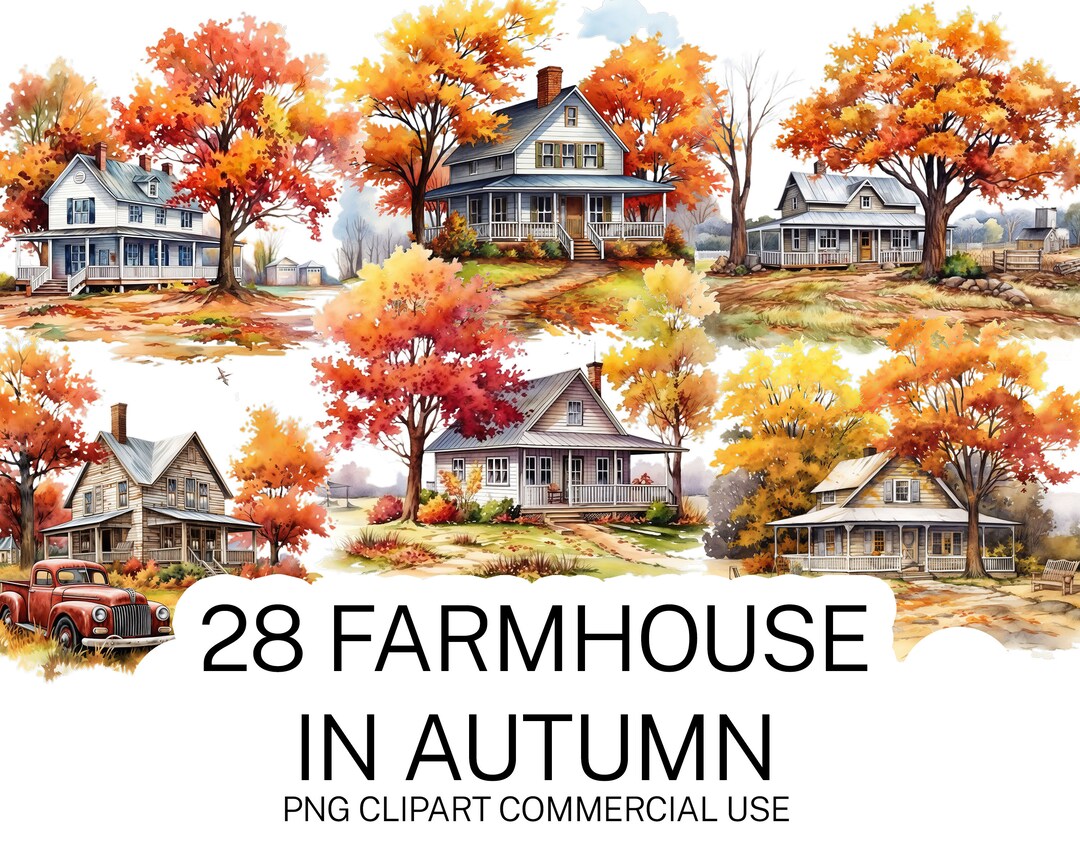 Autumn Farmhouse Clipart Set: 28 PNG Images (commercial Use) - Etsy