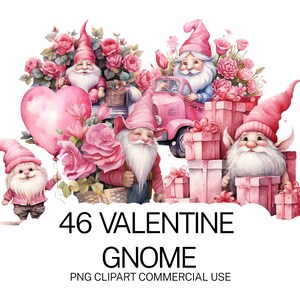 46 Cute Gnome Clipart Bundle, Whimsical Gnome PNG Bundle, High-Quality Transparent PNG Valentine Gnome Images Instant Download