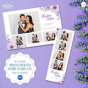 Mauve paarse Photo Booth Strip sjabloon, bruiloft Photo Booth sjabloon, moderne PhotoBooth Overlay, DIY bruiloft souvenir formele gebeurtenis Giveaway