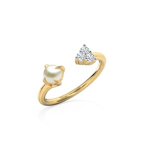 Pearl Ring, Dainty Pearl Ring, Gold Pearl Ring, Stacking Ring, Zircon ring June Birthstone, Minimalist Ring, Sterling Silver Pearl Ring