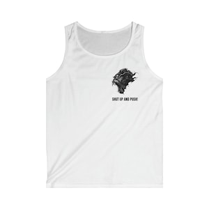 Shut up and Push Men Tank-Top Angry Gorilla T-Shirt Gym Wear BodyBuilder Training Workout Top MMA Talks Gym Clothing Herren Softstyle Tank Top