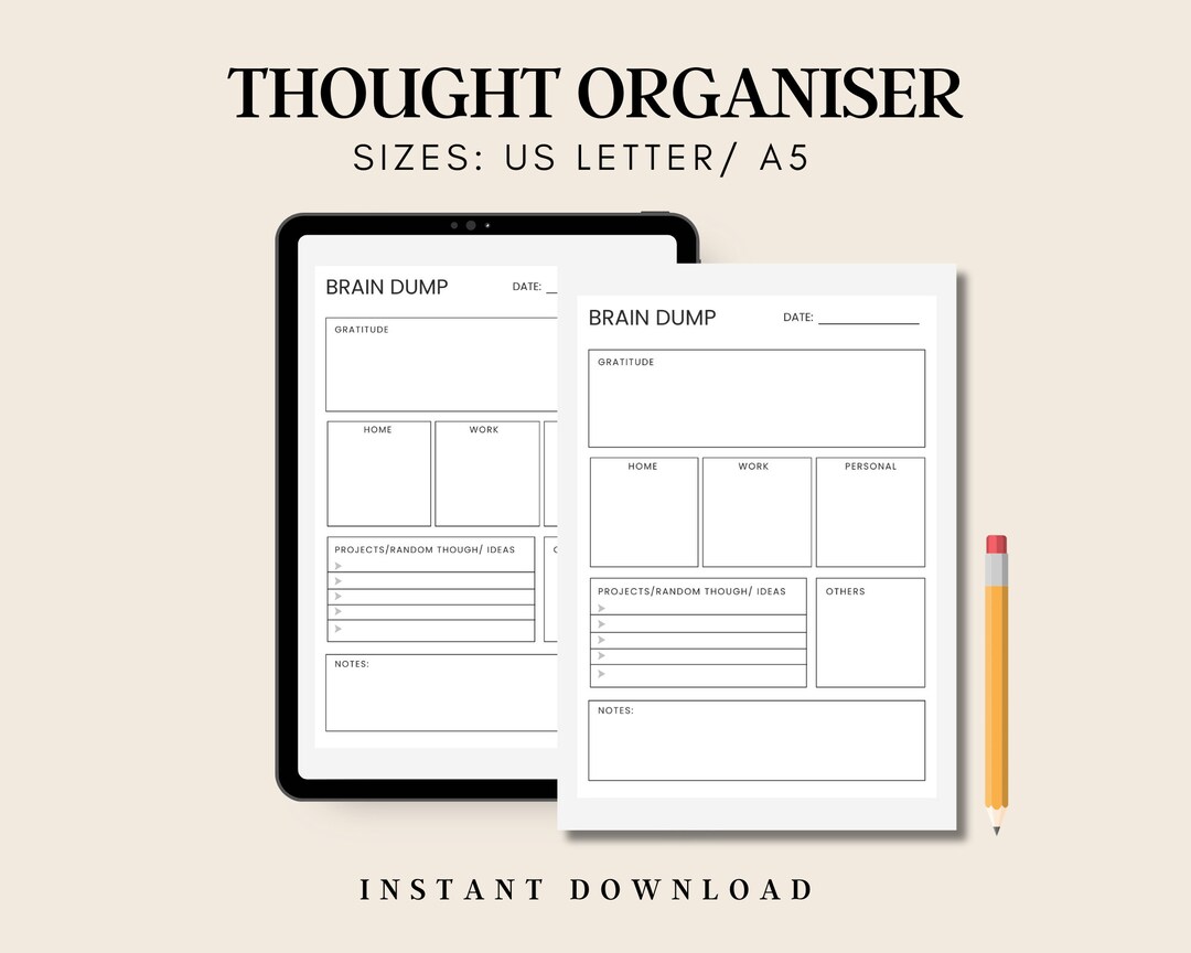 Brain Dump for Athletics: Thought Organizer Planner Brain Dump Digital ...
