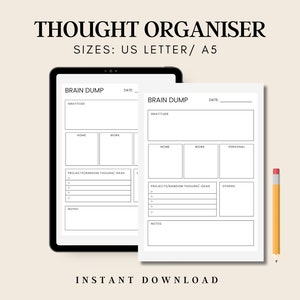 Brain dump for athletics: thought organizer planner brain dump digital random though sheet Goodnote digital planner anxiety thought tracker