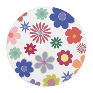 Retro Flowers Mouse Pad - Square or Round