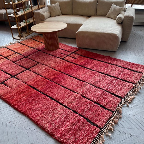 Red Brick Moroccan Carpet Beni Mrirt - 2.0 / 3.0 m