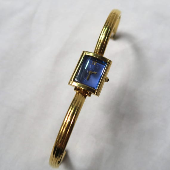 Vintage Yves Saint Laurent Gold Bangle Watch: Blue Dial - Etsy