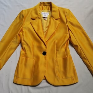 Vintage Yves Saint Laurent Women’s Blazer – Elegant Yeloow, YSL Polyester Jacket, Size [F38], Great Condition