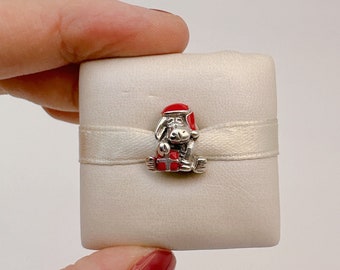 Eeyore Christmas Charm;bracelet charms;charms for bracelet;Silver Charms;Christmas Charms