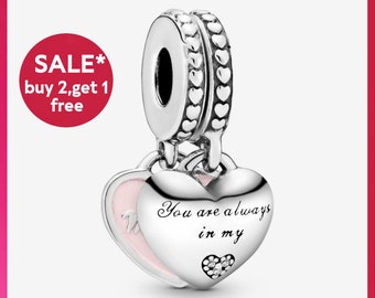 Mother & Daughter Hearts Dangle Charm,sliver bracelet charms,charms for bracelet,Gift for girls