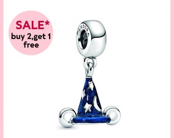 Hechicero Mickey Hat Dangle Charm,Encanto de plata,encantos de pulsera,encantos para pulsera,Regalo para niñas