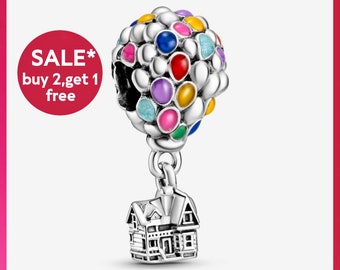 Up House & Balloons Charm, amuletos de pulsera de plata, amuletos para pulsera, regalo para niñas