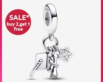 2024 Graduation Triple Dangle Charm,2024 new charm,sliver bracelet charms,charms for bracelet,Gift for girls