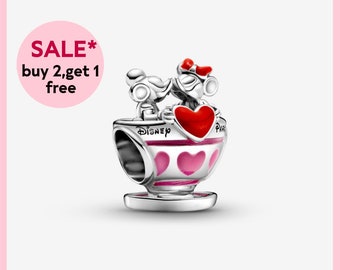 Mickey and Minnie Teacups Charm,Silver charm,bracelet charms,charms for bracelet,Gift for girls