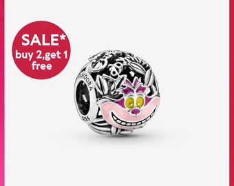 Alicia en el país de las maravillas Cheshire Cat Charm, amuletos de pulsera de plata, amuletos para pulsera, regalo para niñas