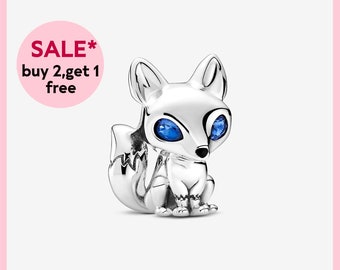 Blue-Eyed Fox Charm,Silver charm,bracelet charms,charms for bracelet,Gift for girls