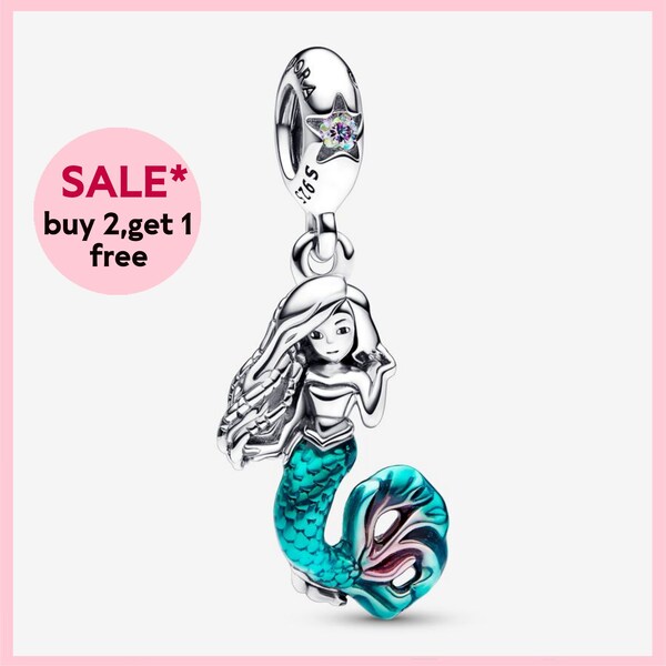 The Little Mermaid Ariel Dangle Charm,Silver charm,bracelet charms,charms for bracelet,Gift for girls