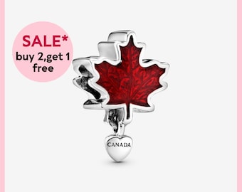 Kanada rote Ahornblatt Charme, Silber Charme, Armband Charme, Charme für Armband, Geschenk für Mädchen