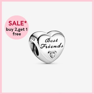 Polished Best Friends Heart Charm,Silver charm,bracelet charms,charms for bracelet,Gift for girls