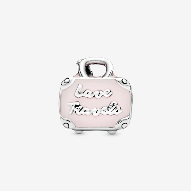 Encanto del bolso de viaje rosa, encantos de la pulsera de la astilla, encantos para la pulsera, regalo para las niñas imagen 2