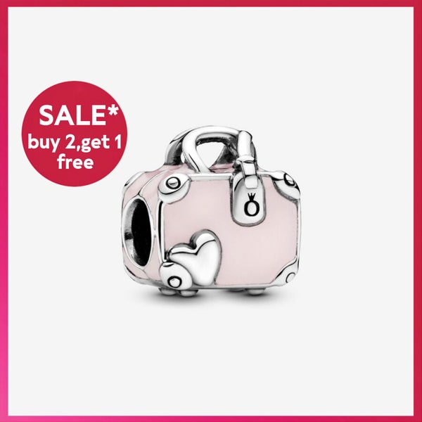 Pink Travel Bag Charm,sliver bracelet charms,charms for bracelet,Gift for girls