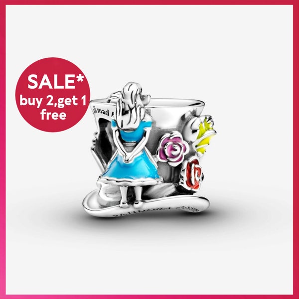 Alice in Wonderland & The Mad Hatter's Tea Party Charm,sliver bracelet charms,charms for bracelet,Gift for girls