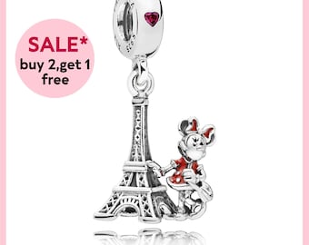 Minnie Maus Eiffelturm Charme, Silber Charme, Armband Charme, Charme für Armband, Geschenk für Mädchen