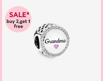 Grandma Button Charm,Silver charm,bracelet charms,charms for bracelet,Gift for girls