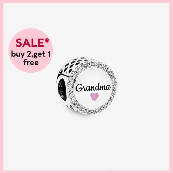 Grandma Button Charm,Silver charm,bracelet charms,charms for bracelet,Gift for girls