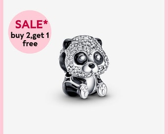 Sparkling Cute Panda Charm,Silver charm,bracelet charms,charms for bracelet,Gift for girls