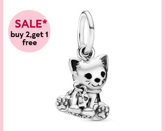 Kitty-Cat Dangle Charm, encanto de plata, encantos de pulsera, encantos para pulsera, regalo para niñas