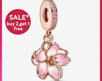 Cherry Blossom Dangle Charm, encantos de pulsera de astilla, encantos para pulsera, regalo para niñas