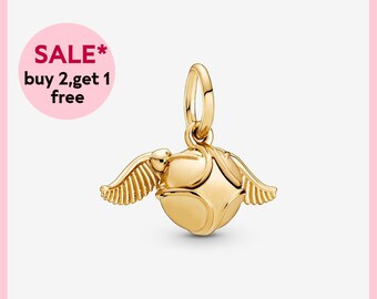 Encanto colgante Shine Golden Snitch, encanto de plata, encantos de pulsera, encantos para pulsera, regalo para niñas