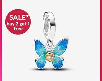 Abalorio de mariposa 2024, nuevo amuleto 2024, dijes de pulsera de plata, dijes para pulsera, regalo para niñas