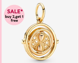 Shine Spinning Time Turner Pendant Charm,Silver charm,bracelet charms,charms for bracelet,Gift for girls