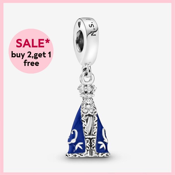 Breloque Nossa Senhora Aparecida,Silver charm,bracelet charms,charms for bracelet,Gift for girls