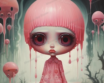 Dripping Pink Art Print: Lowbrow Pop Surrealism (Digital Download)