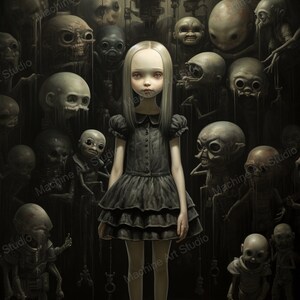 Captured Audience - Halloween Series, Lowbrow Art, Limited Edition, Surrealism, doll, Wall Art, Poster Art | DIGITAL DOWNLOAD