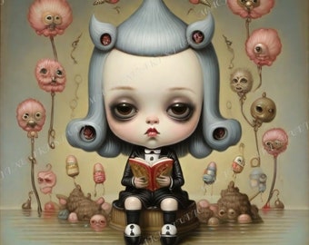Story Time Art Print: Lowbrow Pop Surrealism Nursery Decor (Digital Download)