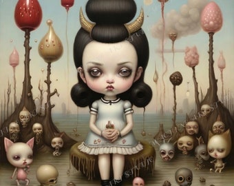 Lil Devil- Printable -Limited Edition, Nursery , Lowbrow Art,  Pop Surrealism, Strange Art, Wall Art, Poster Art | DIGITAL DOWNLOAD