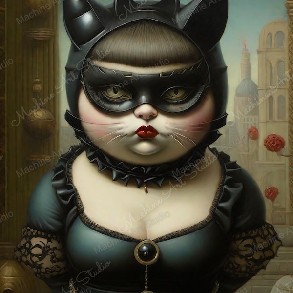 Cat Lady- Printable, Limited Edition, Lowbrow Art, Weird Art, Pop Surrealism, Strange Art, Wall Art, Poster Art | DIGITAL DOWNLOAD